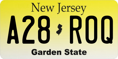 NJ license plate A28ROQ