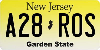 NJ license plate A28ROS