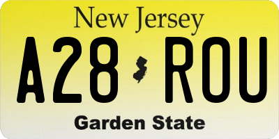 NJ license plate A28ROU