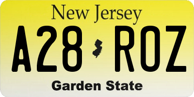 NJ license plate A28ROZ