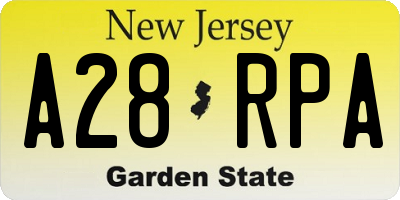 NJ license plate A28RPA