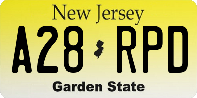 NJ license plate A28RPD