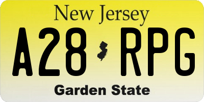 NJ license plate A28RPG