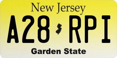 NJ license plate A28RPI