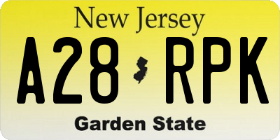 NJ license plate A28RPK