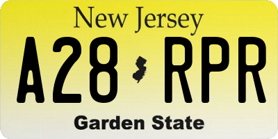 NJ license plate A28RPR