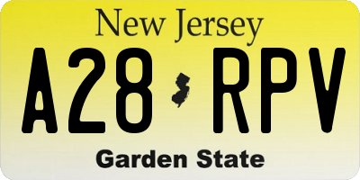 NJ license plate A28RPV