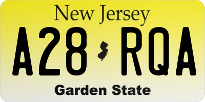NJ license plate A28RQA