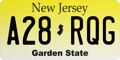 NJ license plate A28RQG