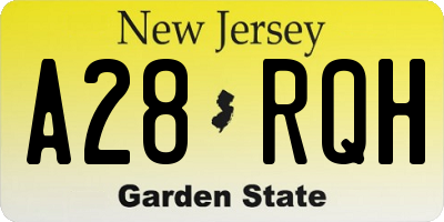 NJ license plate A28RQH
