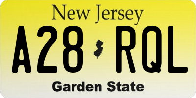 NJ license plate A28RQL