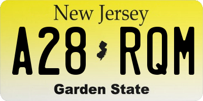 NJ license plate A28RQM