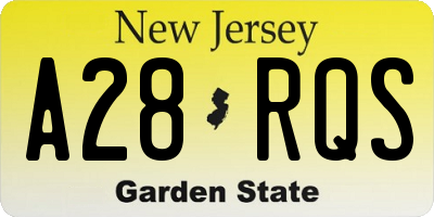 NJ license plate A28RQS