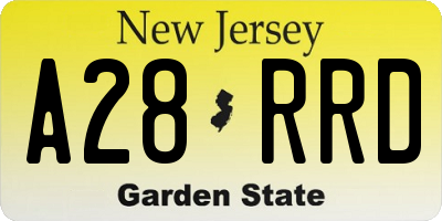 NJ license plate A28RRD