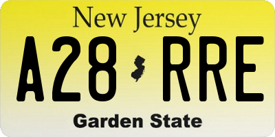 NJ license plate A28RRE
