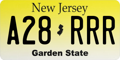 NJ license plate A28RRR
