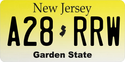 NJ license plate A28RRW