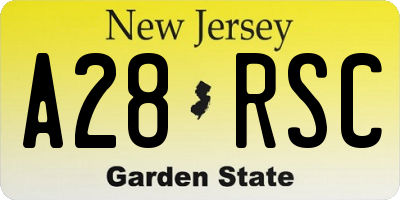 NJ license plate A28RSC