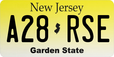 NJ license plate A28RSE