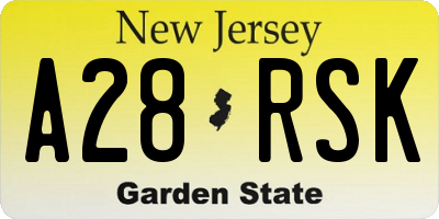NJ license plate A28RSK