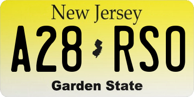 NJ license plate A28RSO