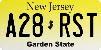 NJ license plate A28RST