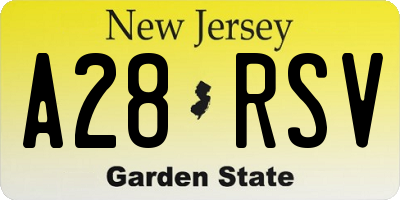 NJ license plate A28RSV