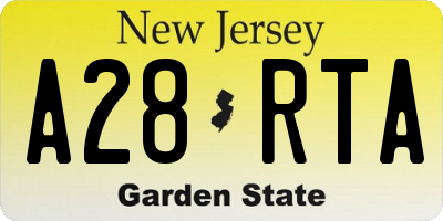 NJ license plate A28RTA