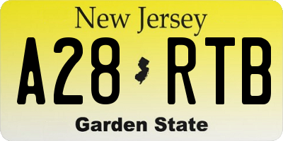 NJ license plate A28RTB
