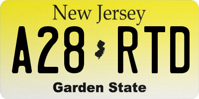 NJ license plate A28RTD