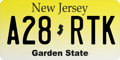 NJ license plate A28RTK