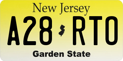NJ license plate A28RTO