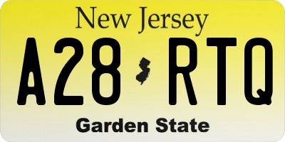 NJ license plate A28RTQ