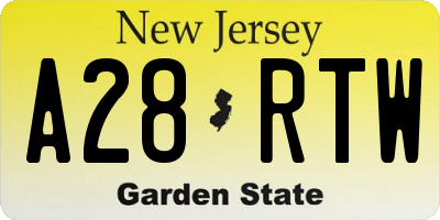 NJ license plate A28RTW