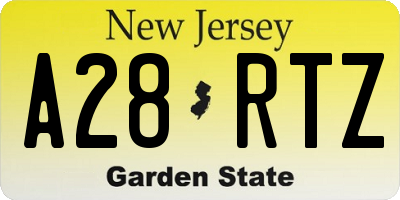 NJ license plate A28RTZ