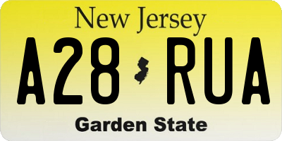 NJ license plate A28RUA