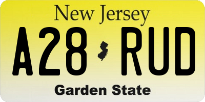 NJ license plate A28RUD