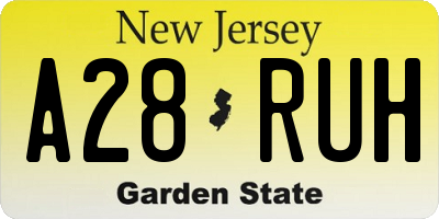 NJ license plate A28RUH