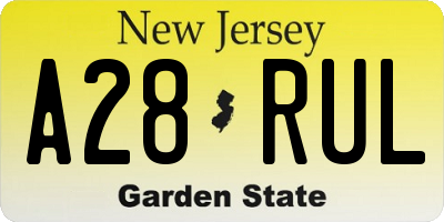 NJ license plate A28RUL