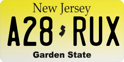 NJ license plate A28RUX