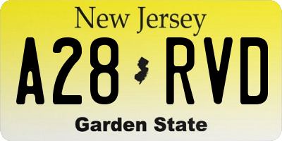 NJ license plate A28RVD