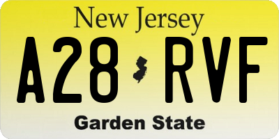 NJ license plate A28RVF