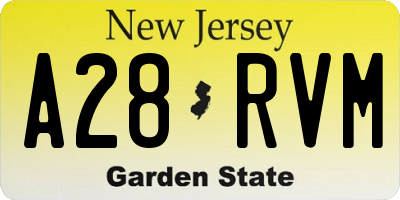 NJ license plate A28RVM