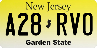 NJ license plate A28RVO