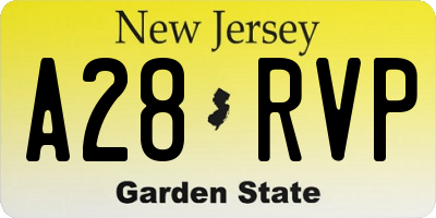 NJ license plate A28RVP