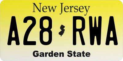 NJ license plate A28RWA