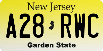 NJ license plate A28RWC