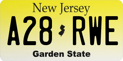 NJ license plate A28RWE