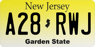 NJ license plate A28RWJ