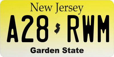 NJ license plate A28RWM